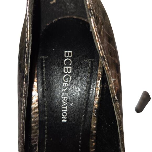 BCBGeneration Shoes 8 Snake Skin Platform Open Peek Toe High Heel Pump Stiletto - Picture 5 of 8
